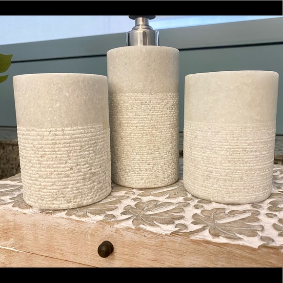 Marble Soap Dispenser, Toothbrush Holder & Cup Set - Picture 3 of 3
